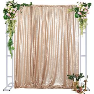 DUOBAO Champagne Backdrop Curtain 10x10ft Backdrop Graduation Backdrops Class of 2024 Photography Decoration Shimmer Wall Curtain for Parties Wedding Baby Shower Birthday and Photo Shoot (10FTx10FT)