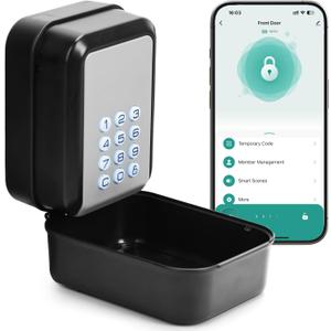 Smart Key Lock Box Electronic Bluetooth Lock Box with Tuya APP Control & PIN Code Types,Share eKey Wall Mounted Lock Box for Airbnb Realtor House Office