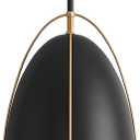 Black Dome Pendant Light 10in 1-Light Kitchen Pendant Lighting Egg-Shaped Black Gold Pendant Light Fixture for Kitchen Island, Dining Room,Kitchen Sink,Bar,10in, E26