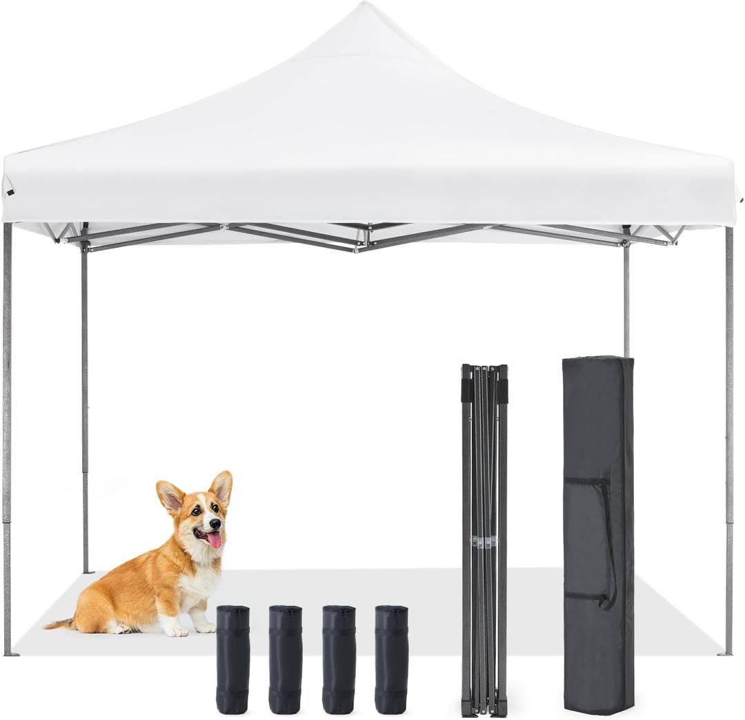 OLIXIS 10x10ft Pop Up Canopy Tent, Beach Canopy, Sun Shade, Bright White