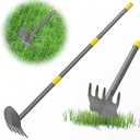 Luvenia Hoe Garden Tool Heavy Duty Garden Hoe for Weeding Loosening Soil 2 in 1 Manual Garden Tools Long Handle Adjustable 16-45 Inch Steel Shaft for Gardening