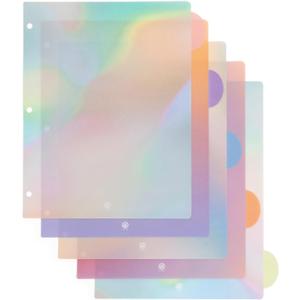 U Brands 5 Tab Poly Plastic Binder Dividers for 3 Ring Binder, 11" x 9.2", Lucent Dreams Pastels, Letter Size, Office Supplies