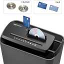 Amazon Basics 8-Sheet Strip Cut Portable Paper, CD, and Credit Card Shredder with Auto-Off, Overheat Protection, Compact Design, No Basket, Extendable Arm, Black