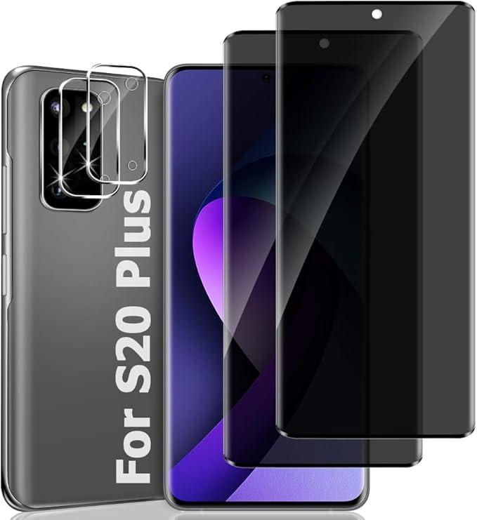 Geviaho 3 Pack  Pack For Galaxy S20 Plus Privacy Screen Protector with Camera Lens Protector,28° Anti-Spy, 9H Hardness Tempered Glass,3D Curved,High Sensitivity, Anti Glare For Samsung Galaxy S20 Plus (6.7 Inch)  10 Items