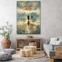 Framed Jesus Pictures for Wall God Canvas Wall Art Jesus Walking on Water Paintings print for Living Room Christian Art Decor Religious Posters Ready to Hang 24x36Inches