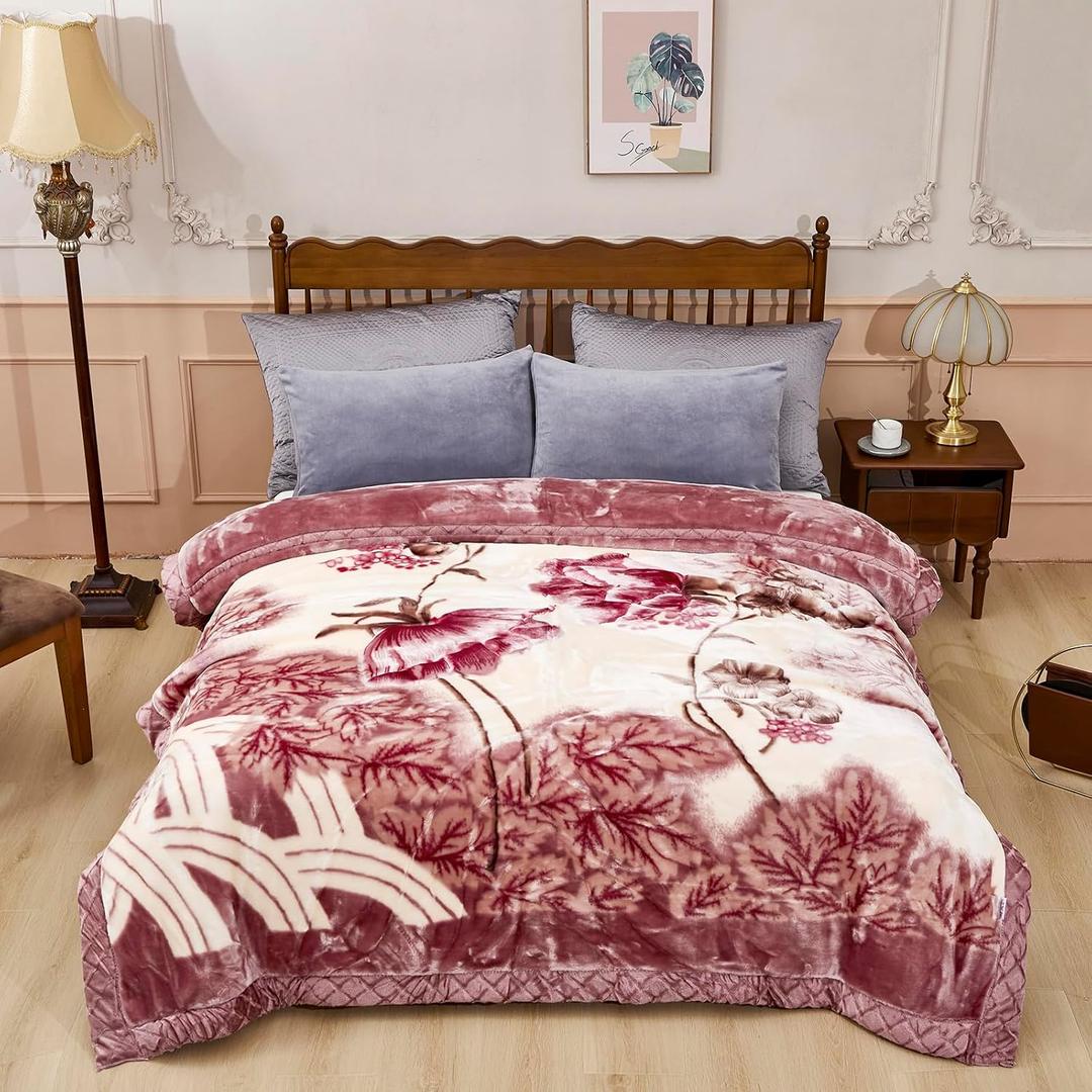 5.5 lbs Korean Mink Blanket 5979 inch,2 Ply Reversible Super Soft Cozy Luxury Bed Blanket., Throw 55x75 Inch