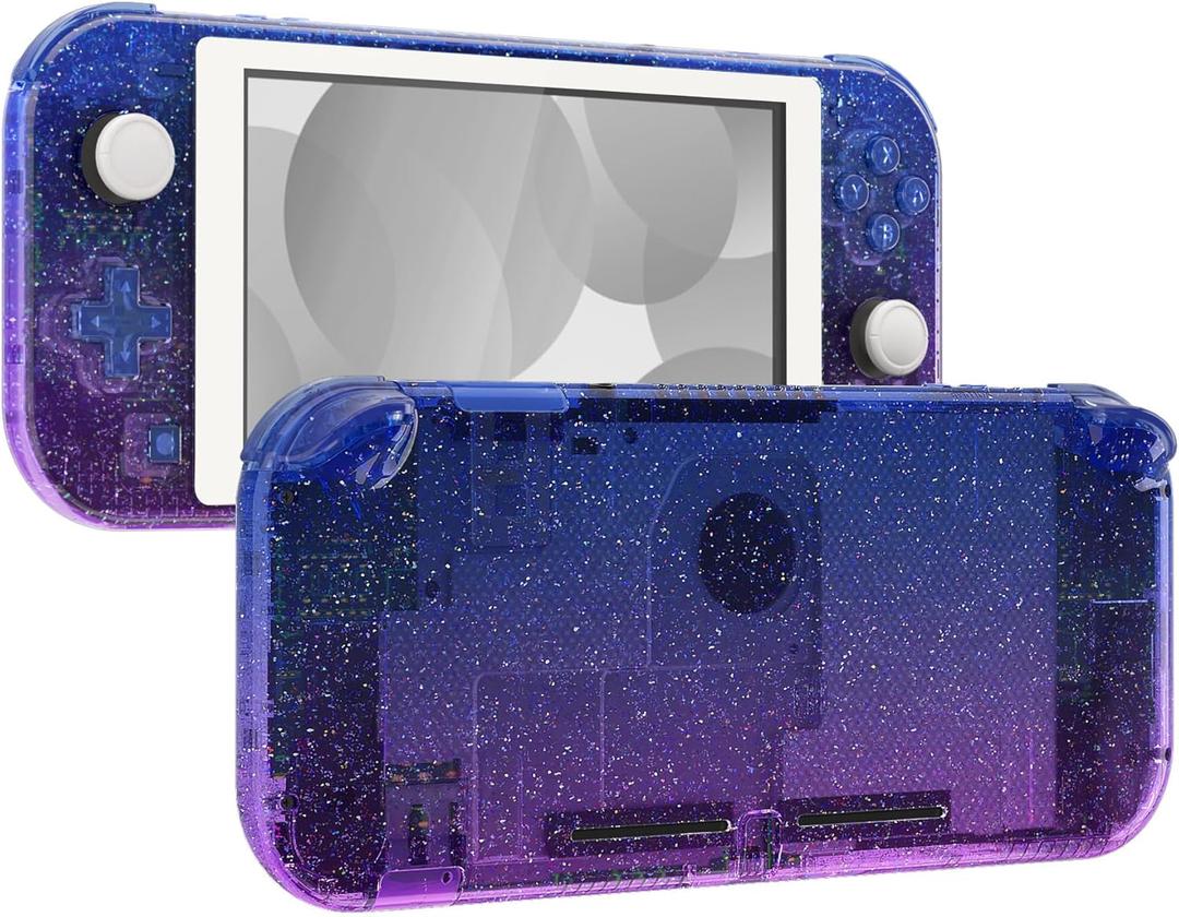 eXtremeRate Glitter Gradient Translucent Bluebell DIY Replacement Shell for Nintendo Switch Lite, NSL Handheld Controller Housing w/Screen Protector, Custom Case Cover for Nintendo Switch Lite