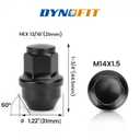 Dynofit 14x1.5 OEM Lug Nuts for F150 2015-2024, 24pcs One-piece Stock Lugnuts Compatible with Ford Expedition F-150 Lincoln Navigator 2016-2018/2019-2024, 14mmx1.5 Factory Tuner Nuts Replace OE#611008