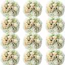 Tigeen 12 Bundles Peonies Artificial Flowers Faux Roses Silk Flowers Hydrangea Artificial Bouquet for Wedding Table Centerpiece Floral Vase Home Office Bridal Decor (White)