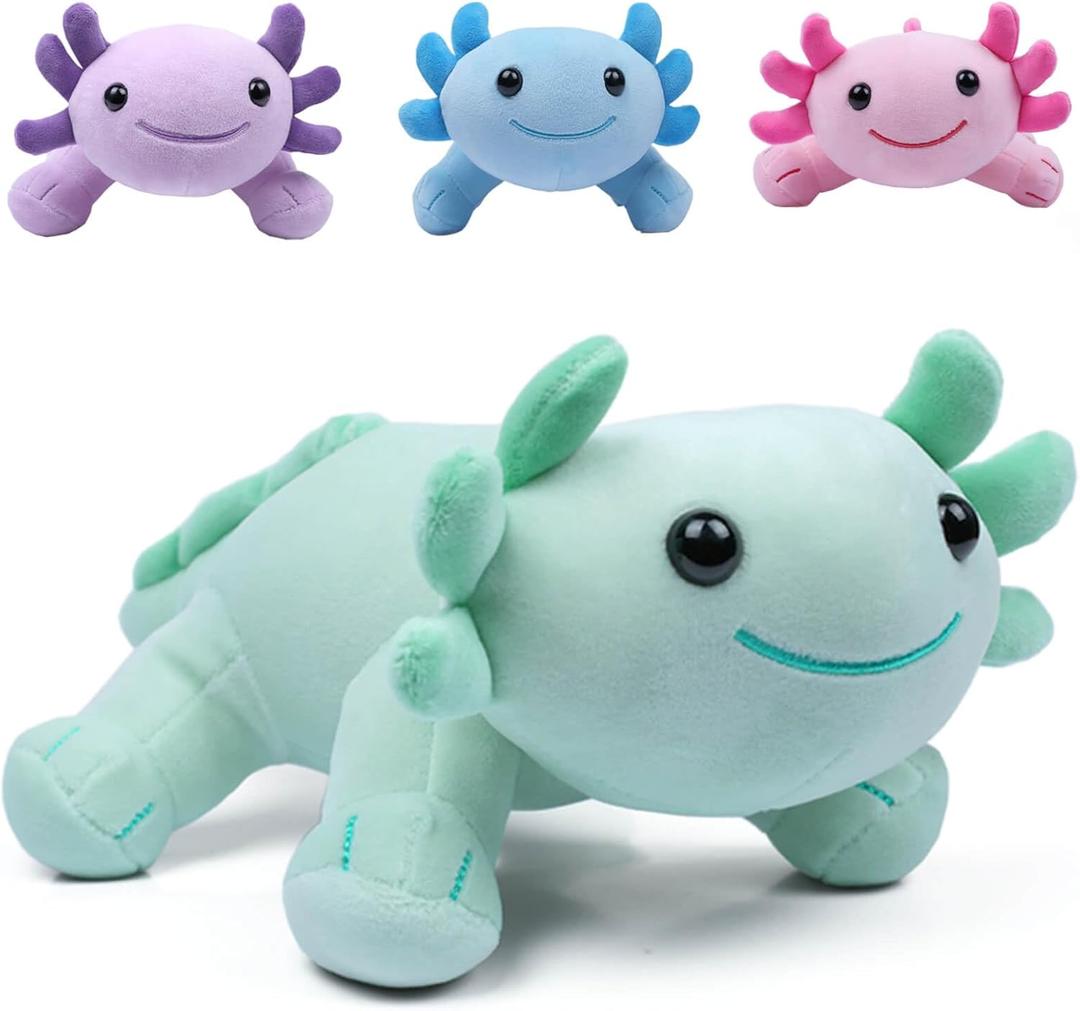 Axolotl Plush Toy, 10.8 Soft Cute Axolotl Stuffed Cotton Plush Pillow Kawaii Salamander Animal for Boys Girls Kids Gift (Green)