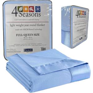 Thermee Micro Flannel King Size Blankets, Lightweight All Seasons Cozy Blanket, Throw Blankets for Home and Living Room, Comfy & Soft Blanket for Couch, Machine Wash, No Pilling - Cornflower Blue (Full/Queen)