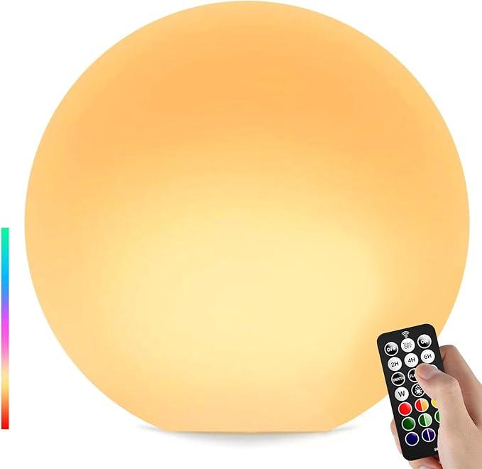 LOFTEK Dimmable Floating LED Pool Ball Lights, 12 Inch Wireless Night Light with Remote Control, 16 RGB Colors & 4 Modes, Rechargeable & Waterproof, Perfect for Indoor/Outdoor, Pool, Exhibition Decoration, Pack of 1