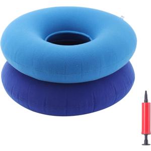2 Pack Inflatable Donut Pillow Ring Seat 15 Inch Round Portable Donut Cushion Pillow for Home Office Chair Wheelchair Car, 2 Colors