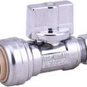 LD Valve-1/4 Turn Push-Fit Straight Stop Valve,1/2-in Push Fit Ptc x 3/8-in OD Compression Brass Straight Water Valve,Chrome Plated Str Supply Shut Off Valve for Faucet or Toilet Installation (2-Pack)