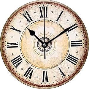 LANEABUY European Style Retro Vintage Clock 12 Inch Silent Non Ticking Battery Operated Home Decor Wall Clocks for Living Room, Bedroom, Kitchen