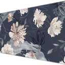 XL Mouse pad Gaming Mouse Pad (31.5x15.7 in), Large Non-Slip Base Mousepad with Stitched Edges, Waterproof Keyboard Mouse Mat Desk Pad for Work Blue and Grey Pink White Peony  (A- Navy Blue)