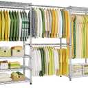 Ulif E1 Heavy Duty Closet Garment Rack, 6 Tiers Adjustable Metal Freestanding Expandable Clothing Storage with 4 Hanger Rods, Easy to Assemble Wardrobe, 71.4" H x (70" - 88.2") L x 14" D, Chrome
