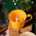 DIHOclub Fox Ceramic Cup Hidden 3D Animal Inside Mug,Cute Cartoon Handmade Figurine Mugs,Holiday and Birthday Gift for Coffee Milk Tea Lovers,12 OZ(Yellow)
