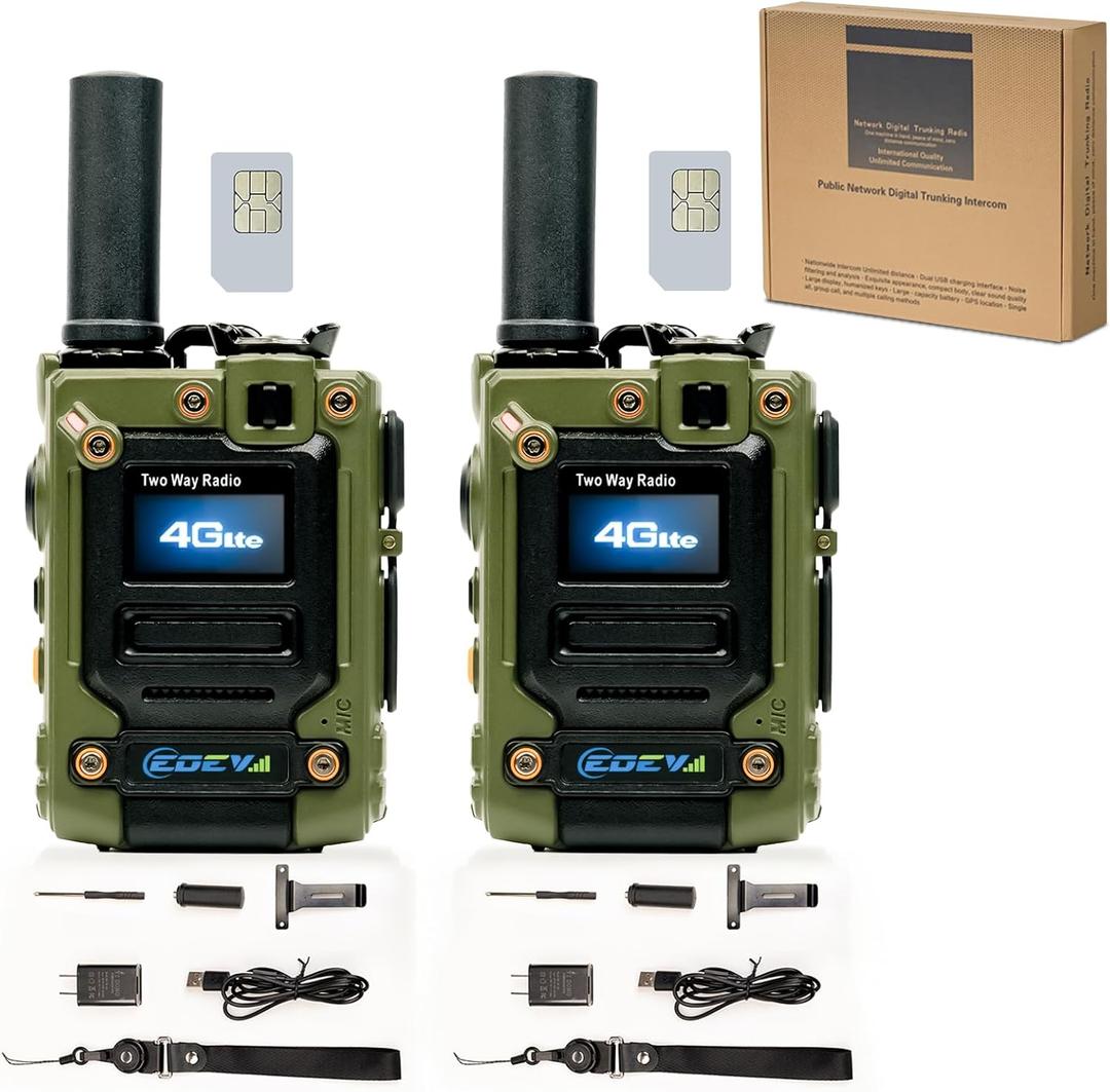 2Pcs 4G Walkie Talkie for Adults,Long Range 4G 1000 Mile Rechargeable Two-Way Radios 3-Day Battery Runtime Ideal for Hiking,Camping,Work,and Emergency Use Portable Two-Way Outdoor Radio(SIM Card)