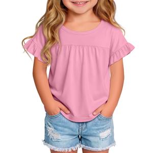 Hyggeweir Toddler Girls' Cotton Shirts for School Uniform, Pink, 3T (Pink)