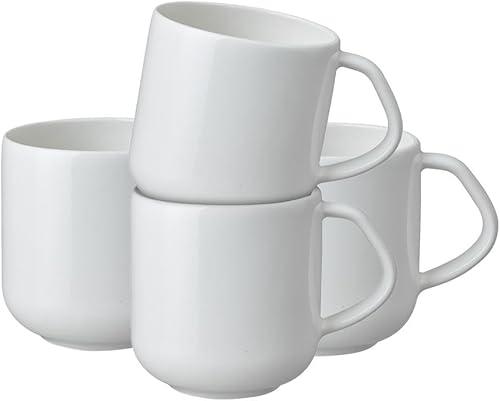 Classic White Coffee Mug Set of 6 - Large 13.5oz Simple Porcelain Tea Mug Set For Office & Home - Dishwasher Safe, Microwave Safe - Ceramic Cups