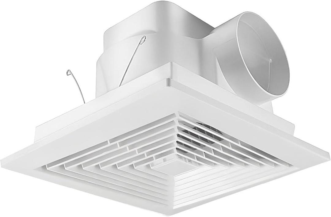 Bathroom Exhaust Fan for Ceiling,Household Bath Vent Ventilation Fan,110 CFM,4-in Duct,1.0 Sones Quiet Operation,13W Energy-Saving 12" Plastic Panel Shower Vent Extractor,10"x10" Mounting Hole
