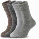 Yeblues 4 Pairs Merino Wool Socks Mens, Thick Warm Winter Socks, Hiking Socks Soft Casual Socks for Men (12-17, Multicolor)