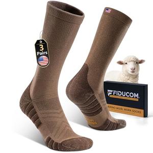 Fiducom Merino Wool Work Boot Socks for Men Warm Cushioned Crew Socks Moisture-Wicking for Heavy Duty Long Shifts L