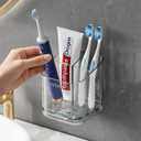 Toothbrush Holders for Bathrooms, 3 Slots Detachable Electric Toothbrush Holder Wall Mounted with Divider, Removable Tooth Brush and Toothpaste Holder Organizer for Bathroom/Kitchen/Office (Clear)