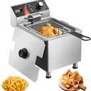 VEVOR Commercial Deep Fryer, 1750W Electric Countertop Fryer with Basket & Height-Adjustable Feet, 12Qt / 11.5L Stainless Steel Single Oil Fryer, Temp Control, Overheat Protection, for Restaurant Use