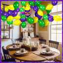 120 Pcs Mardi Gras Link Balloons Float Decor Bead Garland, 12 Inch and 6 Inch Latex Link Balloon Purple Yellow Green Linking Linkable for Mardi Gras Party Decoration Supplies