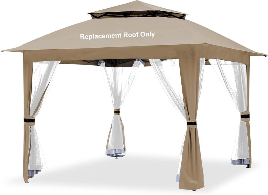 Gazebo Replacement Cover Compatible with SUNJOY 11x11 Pop Up Gazebo Frame,This Particular Replacement Cover Will Not Fit Any Other Models,(Khaki)