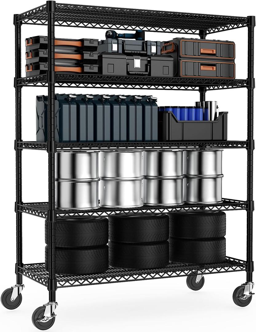 M MZG Garage Shelving 5 Tier Industrial Metal Shelving Units for Commercial, Basement, Pantry, Warehouse, School, Black Heavy Duty Easy Assembly 23.6" D x 53.2" W x 73.6" H