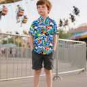 RAISEVERN 3-10T Boys Button Down Hawaiian Shirts Short Sleeve Cool Dress Shirt Tops (A1-bigfoot 01)