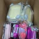 VioraWhite 50 Pcs Mini Suitcase Empty Storage Box and Plush Ball Keychain Candy Luggage Containers Packaging Case for Bridal Shower Baby Shower Party Favors Travel Gifts (Multicolor)