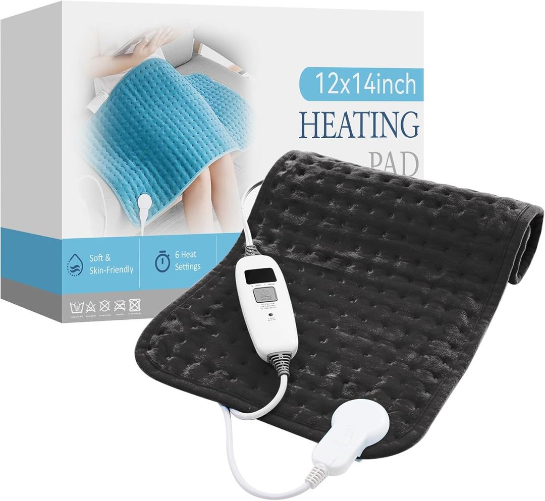 HYLEORY Heating Pad for Back,Neck,Cramps Pain Relief - 6 Heat Settings,Auto Shut Off,Moist Heat Options for Electric Heating Pad,Machine Washable,Gifts for Women,Sage Green,12" x 24"