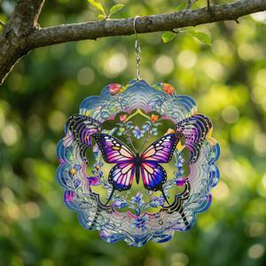 Butterfly Wind Spinners Outdoor,3D Metal Butterfly Wind Spinner,Elegant Butterflies Wind Spinners Outdoor Hanging for Garden,Patio,Balcony,Birthday Gifts for Mom,Women,Grandma,Fathers Day