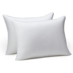 Amazon Basics Down Alternative Pillows for Stomach and Back Sleepers, Soft Density, Standard, Pack of 2, White, 26 in L x 20 in W
