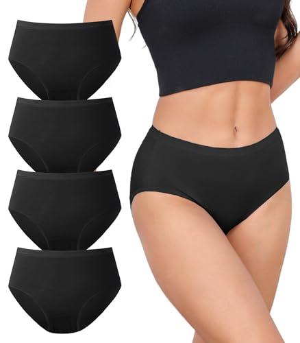 DAVID ARCHY Womens Underwear, Bamboo Rayon Women's Briefs - Moisture Wicking Panties, Soft & Breathable, 6 Pack Black, L