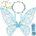 U-Goforst Fairy Wings Adult Women, Fairy Costume for Woman Butterfly Wings for Girls Adult Halloween Costume Cosplay Dress Up