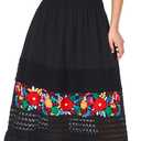 YZXDORWJ Women Mexican Dress Floral Embroidered Peasant Casual Sexy Lace Off-Shoulder Long Maxi Wedding Dress (XXXL, 348BK)