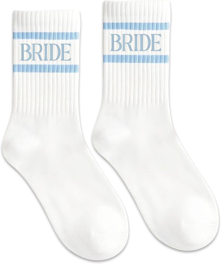 Mr&MrsGifts Bride Socks Wedding Gifts Bridal Shower Gift for Bride to be, Engagement Gift, Bachelorette Party Accessories (White)