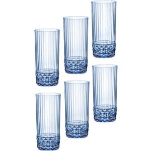Bormioli Rocco America '20s 16.625 oz. Cooler Glasses, Sapphire Blue, Set of 6