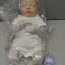 SCOM 18" Sleeping Reborn Baby Doll Girl  Realistic Newborn Sleeping Baby, Soft Weighted Cloth Body & Vinyl Limbs, with Cute Feeding Accessories Toy, Lifelike Toy for Kids Age 3-8