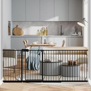 Fairy Baby Extra Wide Baby Gate 85.8-90.5 Inch Wide, Walk Through Pressure Mounted No Drill for Doorways, Long and Large Tension Gate for Pet and Kids