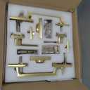 Brushed Gold Double Front Door Lock Set, Keyed Entry Front Door Handleset with Dummy, Square Heavy Duty Door Lever and Single Cylinder Deadbolt Combo, Satin Brass