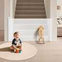 Retractable Baby Gate for Stairs & Doorways, 34" Tall Extends to 55" Wide, Mesh Baby & Pet Gate with Anti-Crawling Hook, Safety Gate for Toddlers, Doorways, Hallways, Indoor, White