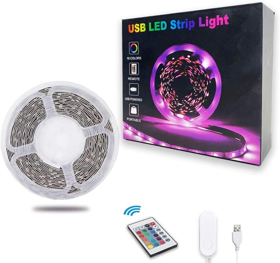 TV LED Backlights, 10ft LED Strip Lights Behind TV USB Operated Color Changing for 46-65 Inch TV RGB 5050 LED Tape Lights with IR Remote Controller and Dimmable