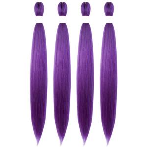 Osuntress Purple Hair Extensions 30 Inch 4 Packs, Long Pre Stretched Braiding Hair for Kids Braids, Dark Purple Synthetic Fiber total 60 Inch