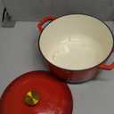 Mueller 6 Qt Enameled Cast Iron Dutch Oven, Heavy-Duty Casserole Dish and Braiser Pan with Lid and Stainless Knob, Safe for All Cooktops (Red)